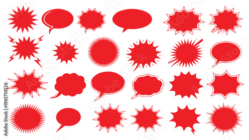 Set of red ink splashes and blot vector illustration collection