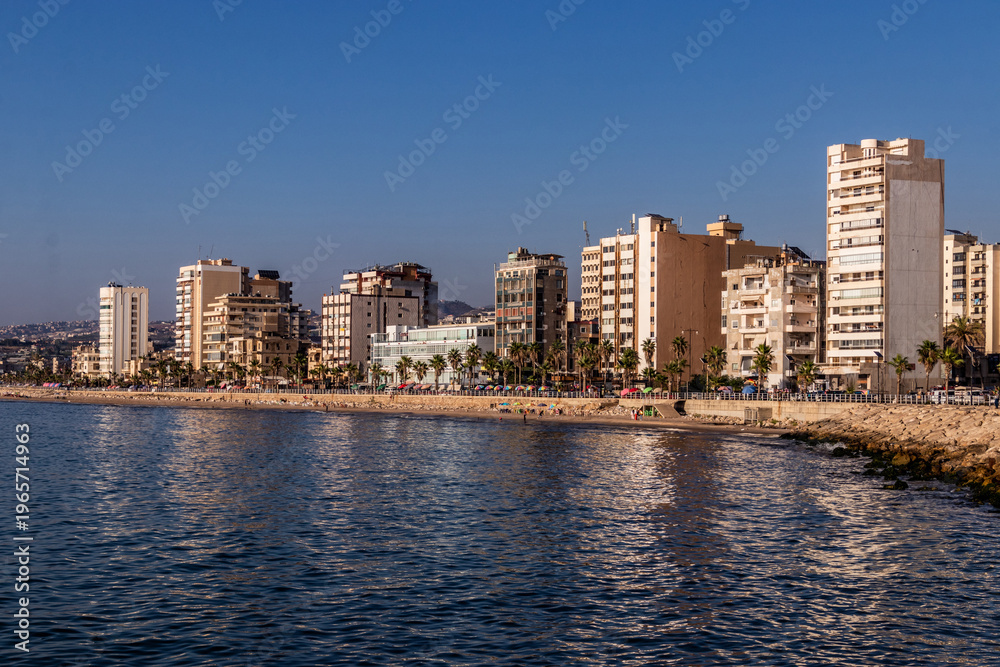 Obraz premium Seaside buildings in Sidon town, Lebanon