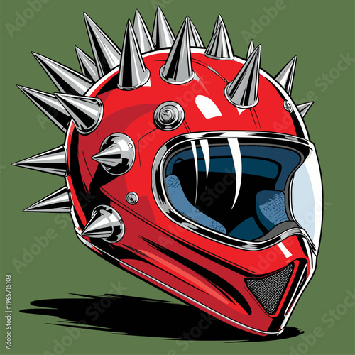 vector image of a spiked motorbike helmet