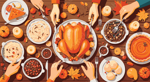 Thanksgiving Feast with Family and Friends Gathering.