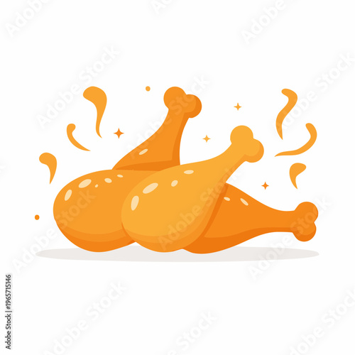 Deliciously Crispy Fried Chicken Legs Illustration - Food Icon