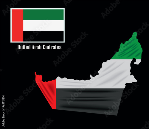 Decorative UAE Map Symbol in National Colors for Travel and Tourism