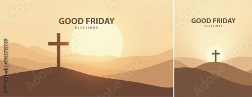 Elegant Good friday with cross background, Good friday holy week background for banner and social meida template