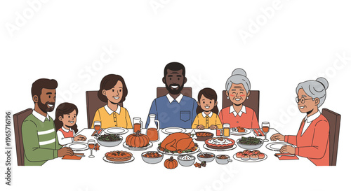 Family Gathering Around Dinner Table Together 7.