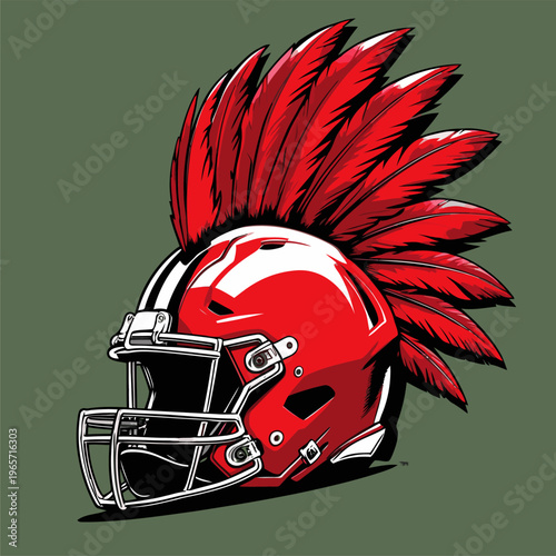 vector image of an American football helmet with a mohawk