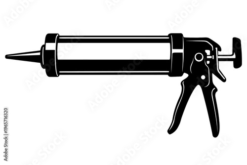 Black Caulk Gun Silhouette Isolated on White Background for DIY and Construction Needs