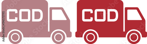 COD delivery truck icon, cash on delivery shipping service symbol, payment on arrival logistics vector graphic