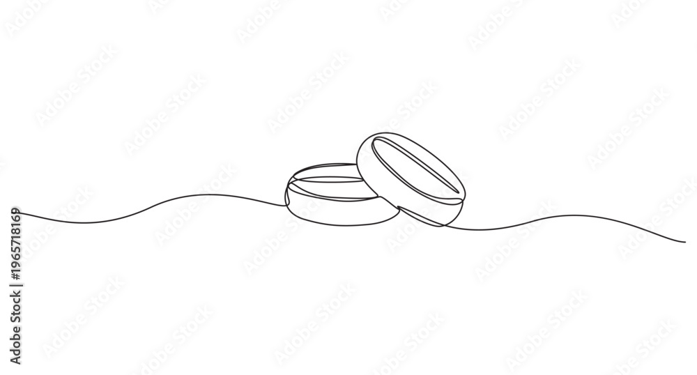 Obraz premium Continuous one line drawing of tablets and capsules pharmaceutical drugs,