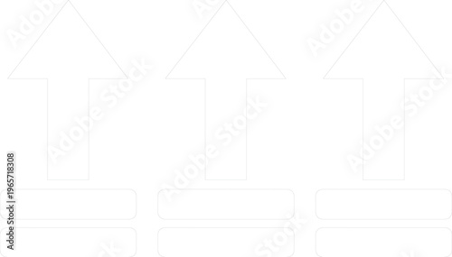 Minimalist white outline arrows, three upward pointing arrows, simple vector design for progress and direction, clean graphic resource for web and UI design