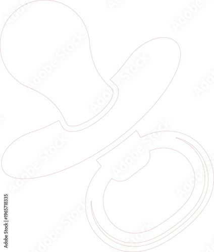 Minimalist baby pacifier outline vector, simple infant dummy silhouette, newborn soother graphic element, childcare design asset for nursery decor and baby shower invitations