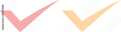 Modern checkmark vector icons, two pastel-colored approval symbols, perfect for digital interfaces, web design, and graphic elements, complete with a clean, minimalist aesthetic.