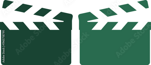 Dark green film clapperboard vector icon, isolated movie production symbol. Cinema and video editing graphic element, perfect for entertainment industry branding and media apps.