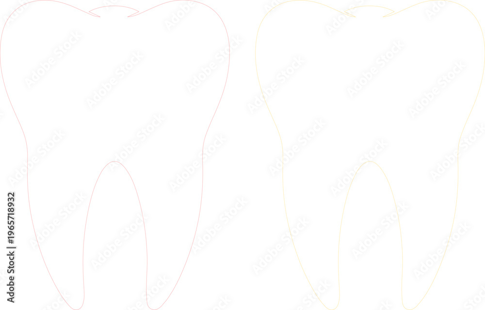 Obraz premium Minimalist tooth outline vector illustration, clean dental care symbol, abstract oral hygiene icon, healthy teeth graphic element for medical design