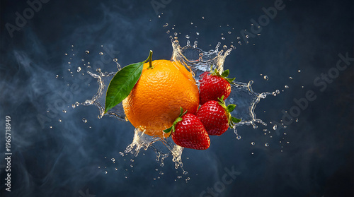 Fresh Fruits and Water Splash - Delicious Refreshment