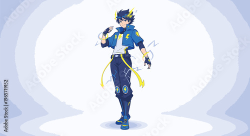 Blue Costumed Character with Yellow Sash.