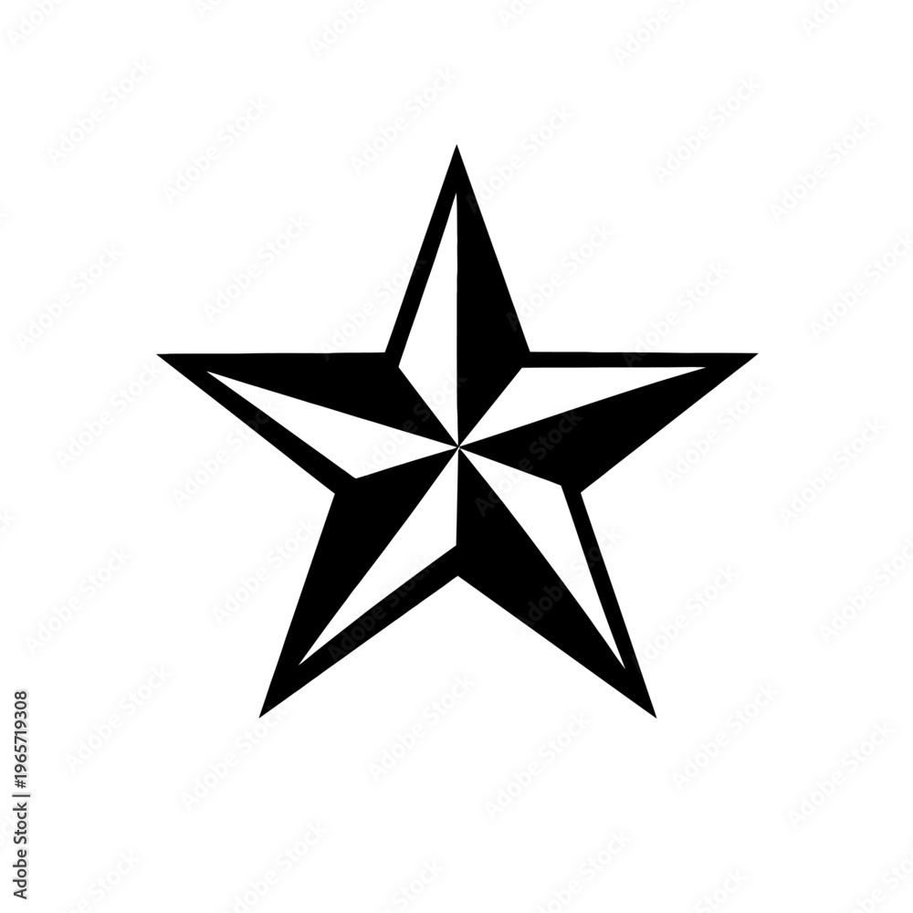 Fototapeta premium Black star shape icon on white background for design and decoration