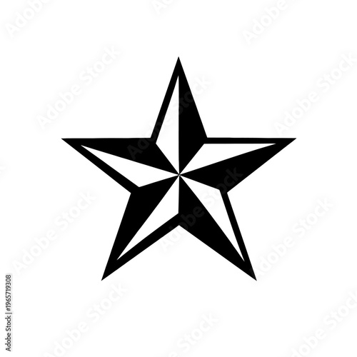 Black star shape icon on white background for design and decoration