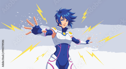 Anime Female Character with Electric Powers 1.