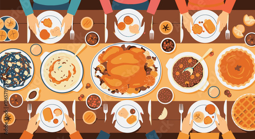 Family Gathering Around Thanksgiving Dinner Table 7.