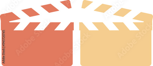 Vibrant film clapperboard icon, a modern vector graphic for cinema production and movie studio branding. Creative video editing symbol, perfect for entertainment industry logos and digital media