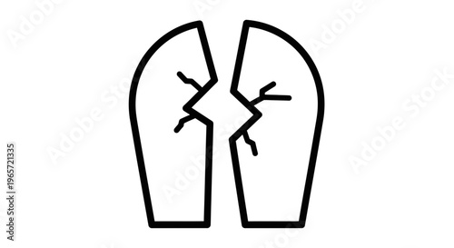 Cracked broken lungs organ illustration.