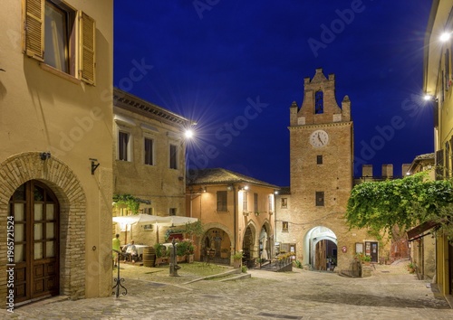 Clock Tower and Restaurant, Gradara, Province of Pesaro and Urbino, Italy