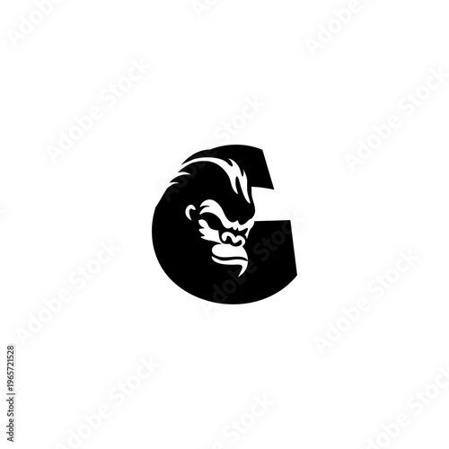 Monochrome gorilla head alpha...