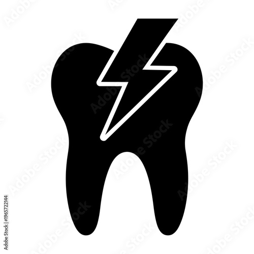 Vector of a tooth with a lightning bolt representing tooth sensitivity