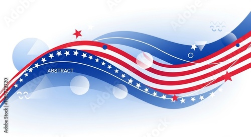 American abstract patriotic ribbon design element.