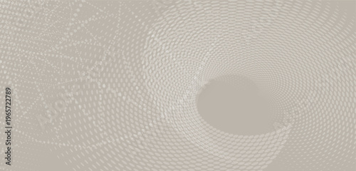 Abstract vector horizontal banner with halftone dots and geometric wave patterns. Minimalist tech background for web design, corporate identity, and digital marketing. Stylish gray and pastel tones