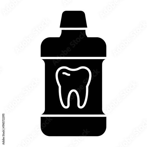 Vector of a mouthwash bottle with a tooth icon