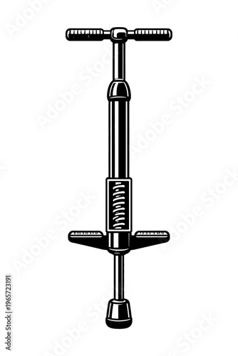 Black and white illustration of a pogo stick with spring and handles