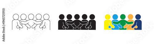 Group Collaboration People Icon Set Outline Solid Color