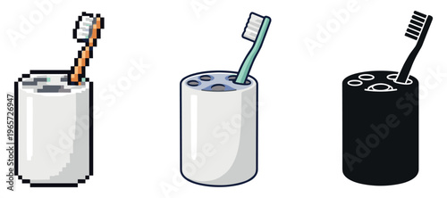 Pixel, modern, and minimalistic toothbrush designs in holders