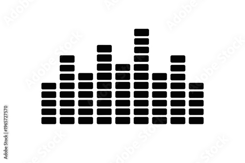 Black sound wave or equalizer icon on white background for audio and music concepts