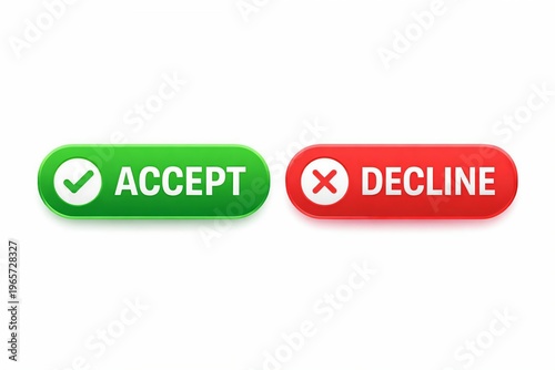 Decision buttons showing accept and decline options with check and cross symbols
