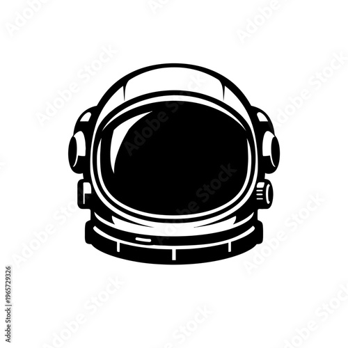 Black and white astronaut helmet illustration for space and science designs