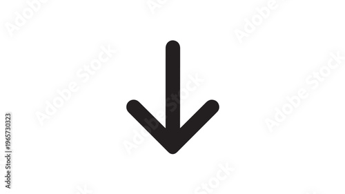 Black Arrow Pointing Downward On White Background For Directional Symbols
