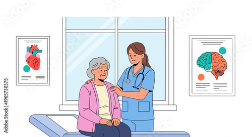 Compassionate Female Doctor Reassuring Elderly Patient