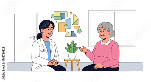 Doctor Caring for Senior Patient in Clinic