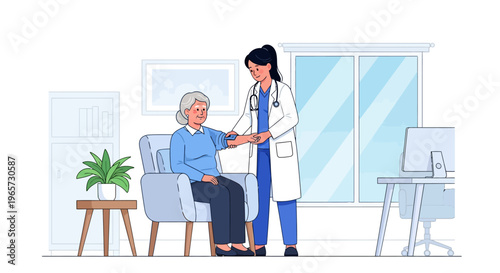Doctor Checking Pulse of an Elderly Woman