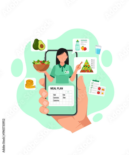 Professional nutritionist offers online diet guidance, personalized meal planning, and healthy lifestyle tips via a smartphone app.