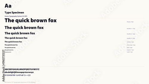 фотографія Modern typography specimen layout showing font styles, weights, and character se