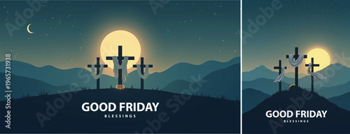Elegant Good friday with cross background, Good friday holy week background for banner and social meida template