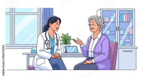 Physician Caring for Senior Female Patient
