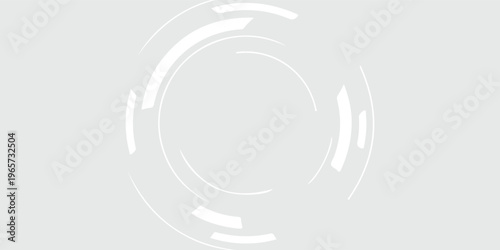 Abstract background with monochromatic gray circular HUD technology interface.