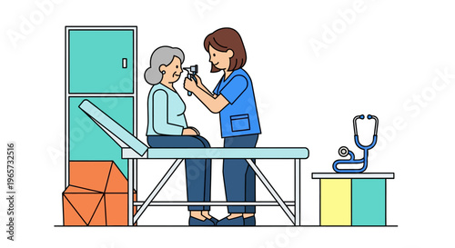 Physician Examining Senior Patient in Modern Office