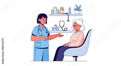 Caring Female Doctor Consulting Senior Patient