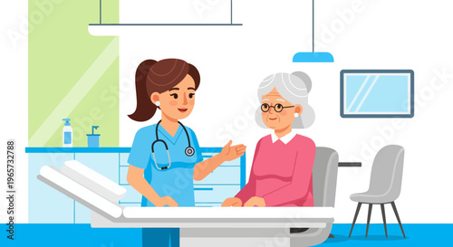 Caring Female Doctor Helping Senior Patient