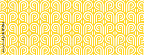 Instant noodle ramen background. Yellow seamless pasta vector pattern. Oriental asian foods or spaghetti texture with repeat geometric line art. Poster or wallpaper with abstract italian meal ornament